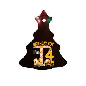 Construction Truck 4nd Birthday 4 Year Old Boy Excavator Ceramic Tree Ornament