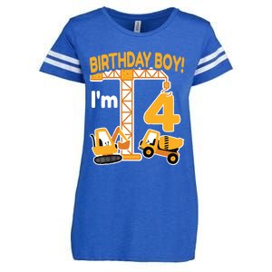 Construction Truck 4nd Birthday 4 Year Old Boy Excavator Enza Ladies Jersey Football T-Shirt