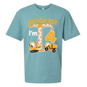 Construction Truck 4nd Birthday 4 Year Old Boy Excavator Sueded Cloud Jersey T-Shirt