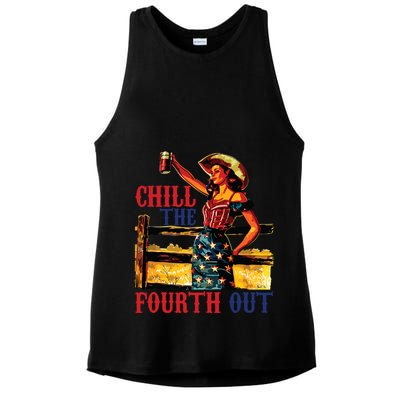 Chill The 4th Out Women 4th Of July Humor Ladies PosiCharge Tri-Blend Wicking Tank