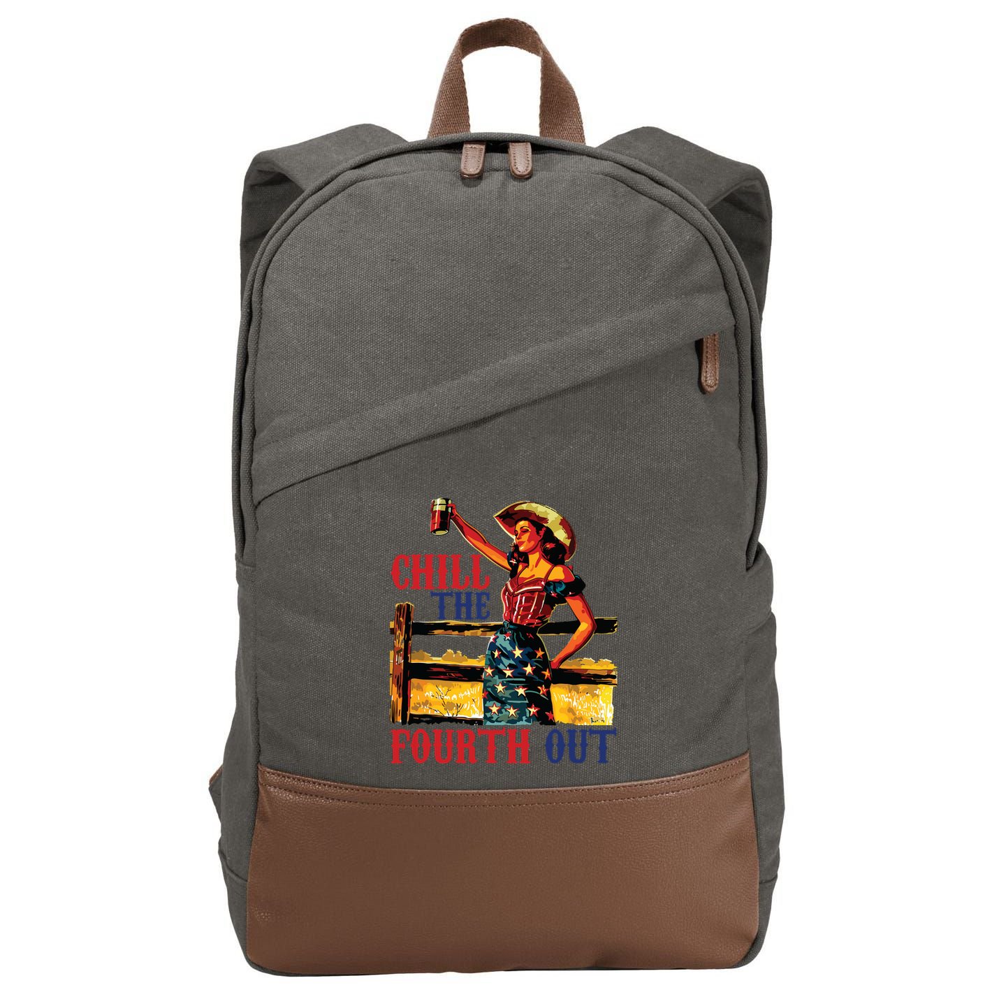 Chill The 4th Out Women 4th Of July Humor Cotton Canvas Backpack