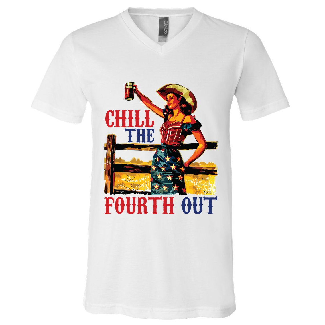 Chill The 4th Out Women 4th Of July Humor V-Neck T-Shirt