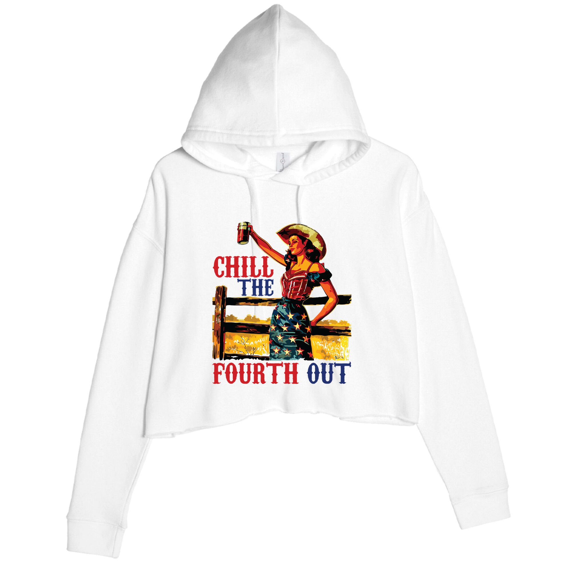 Chill The 4th Out Women 4th Of July Humor Crop Fleece Hoodie