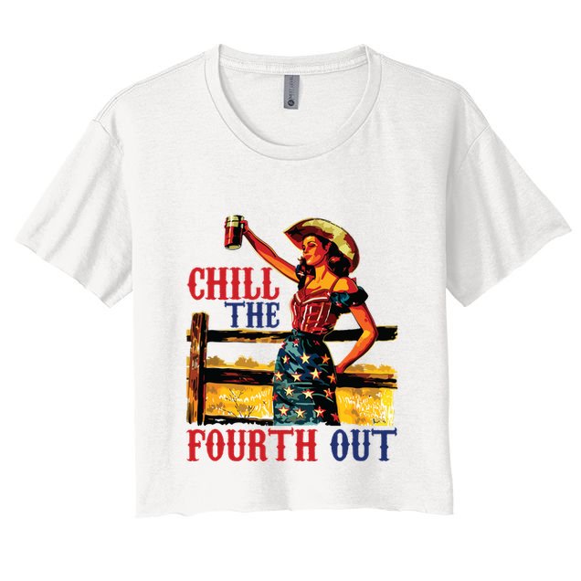 Chill The 4th Out Women 4th Of July Humor Crop Top