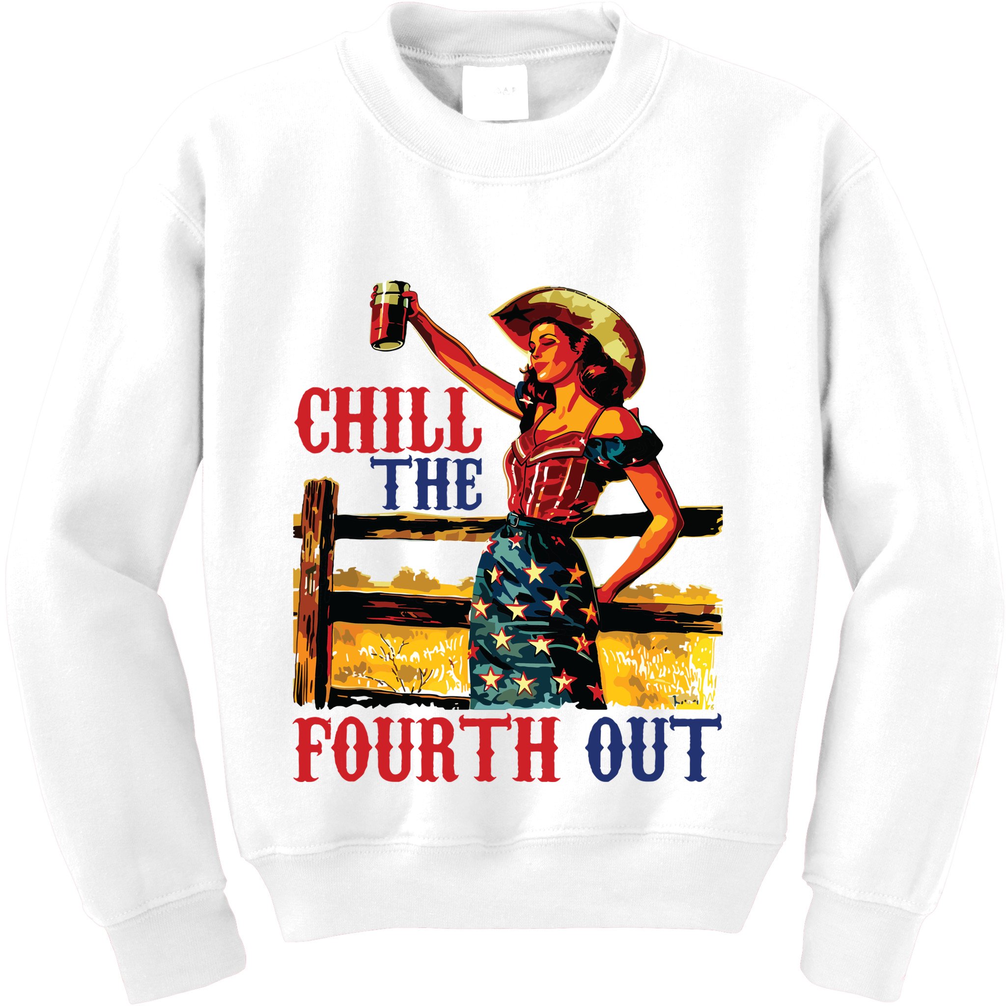Chill The 4th Out Women 4th Of July Humor Kids Sweatshirt