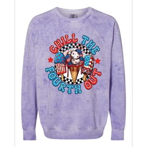 Chill The 4th Out Funny 4th Of July Retro 4th Of July Colorblast Crewneck Sweatshirt