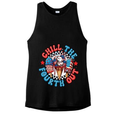 Chill The 4th Out Funny 4th Of July Retro 4th Of July Ladies PosiCharge Tri-Blend Wicking Tank