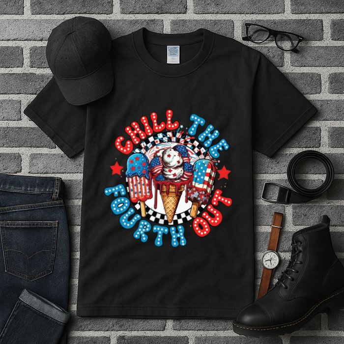 Chill The 4th Out Funny 4th Of July Retro 4th Of July Tall T-Shirt