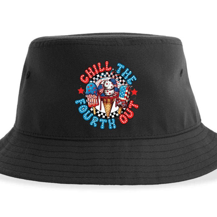 Chill The 4th Out Funny 4th Of July Retro 4th Of July Sustainable Bucket Hat