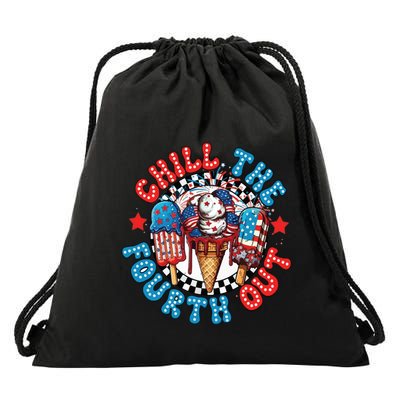 Chill The 4th Out Funny 4th Of July Retro 4th Of July Drawstring Bag