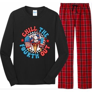 Chill The 4th Out Funny 4th Of July Retro 4th Of July Long Sleeve Pajama Set