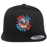 Chill The 4th Out Funny 4th Of July Retro 4th Of July Flat Bill Trucker Hat