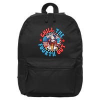 Chill The 4th Out Funny 4th Of July Retro 4th Of July 16 in Basic Backpack