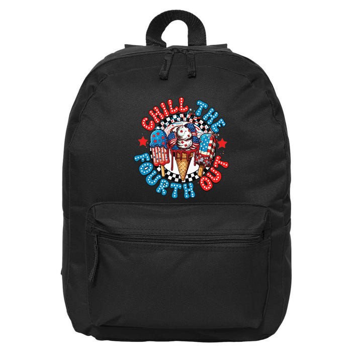 Chill The 4th Out Funny 4th Of July Retro 4th Of July 16 in Basic Backpack