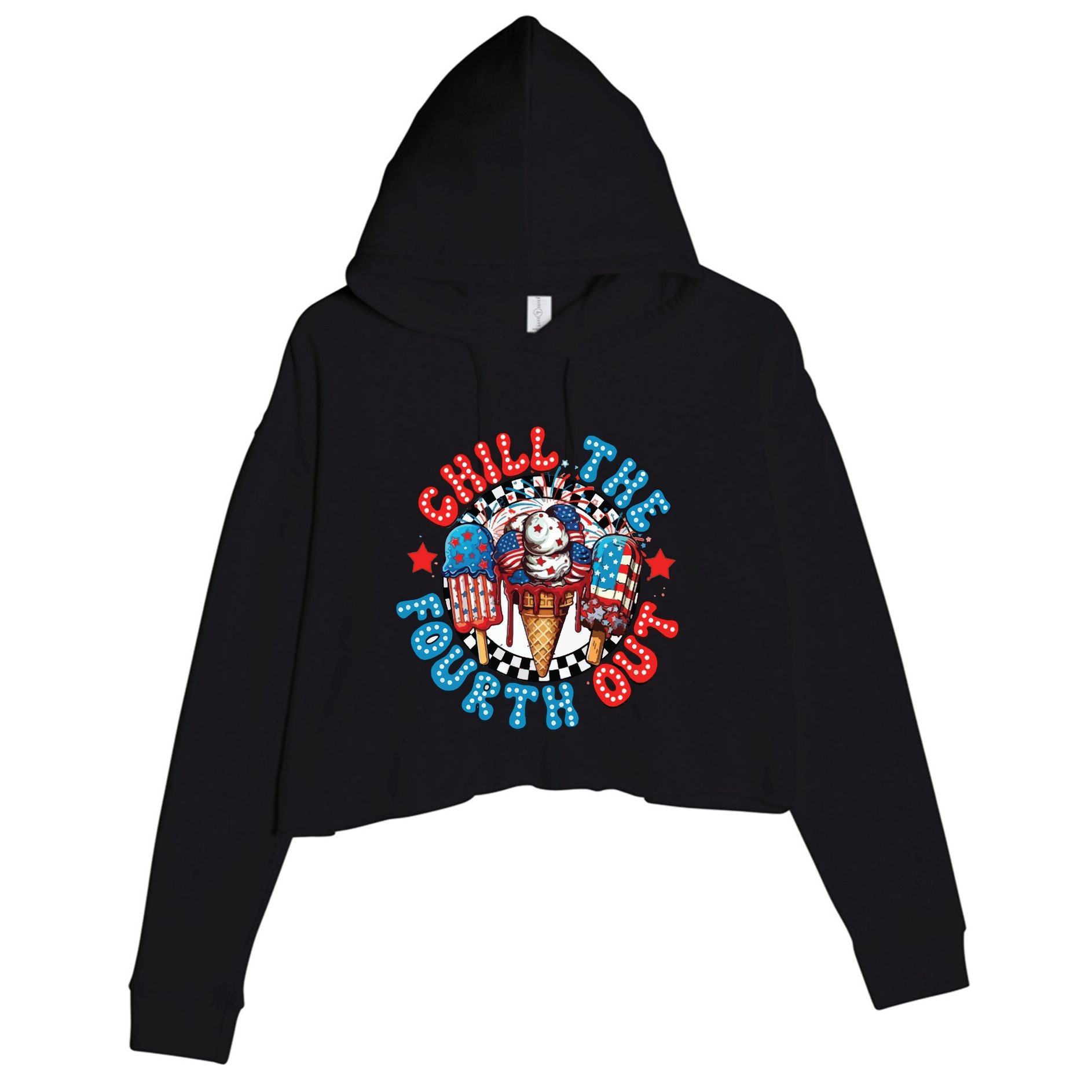 Chill The 4th Out Funny 4th Of July Retro 4th Of July Crop Fleece Hoodie