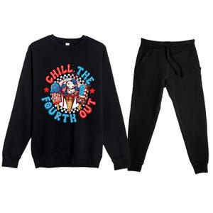 Chill The 4th Out Funny 4th Of July Retro 4th Of July Premium Crewneck Sweatsuit Set