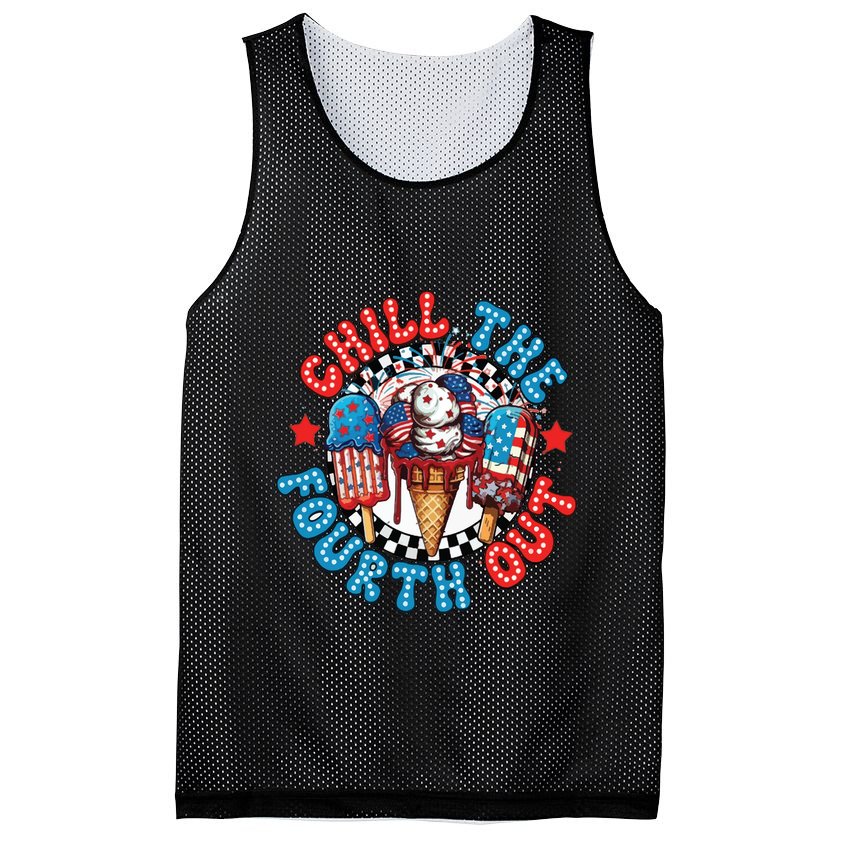 Chill The 4th Out Funny 4th Of July Retro 4th Of July Mesh Reversible Basketball Jersey Tank