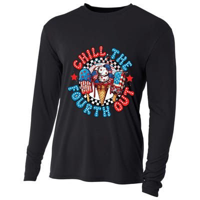 Chill The 4th Out Funny 4th Of July Retro 4th Of July Cooling Performance Long Sleeve Crew