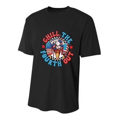 Chill The 4th Out Funny 4th Of July Retro 4th Of July Youth Performance Sprint T-Shirt