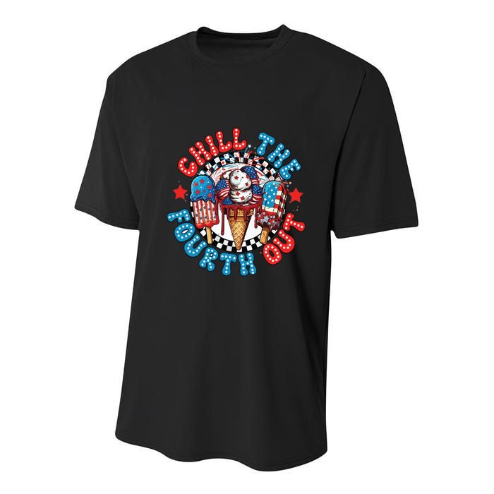 Chill The 4th Out Funny 4th Of July Retro 4th Of July Youth Performance Sprint T-Shirt
