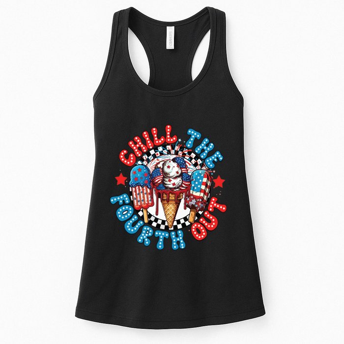Chill The 4th Out Funny 4th Of July Retro 4th Of July Womens Tank Top