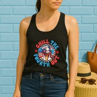 Chill The 4th Out Funny 4th Of July Retro 4th Of July Womens Tank Top