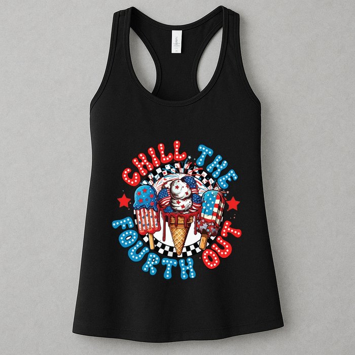 Chill The 4th Out Funny 4th Of July Retro 4th Of July Womens Tank Top