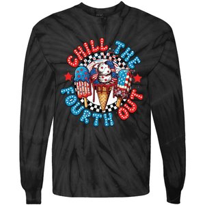 Chill The 4th Out Funny 4th Of July Retro 4th Of July Tie-Dye Long Sleeve Shirt