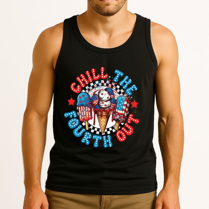 Chill The 4th Out Funny 4th Of July Retro 4th Of July Tank Top