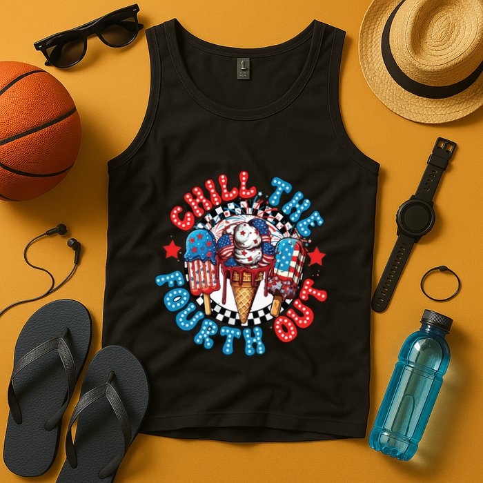 Chill The 4th Out Funny 4th Of July Retro 4th Of July Tank Top