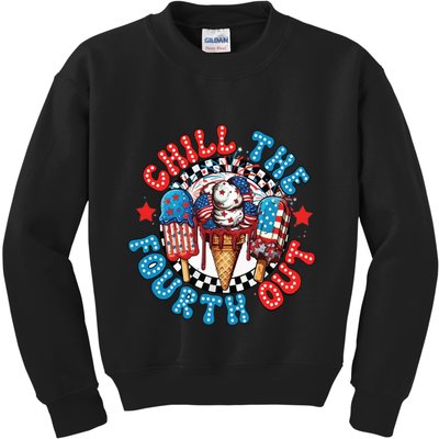 Chill The 4th Out Funny 4th Of July Retro 4th Of July Kids Sweatshirt