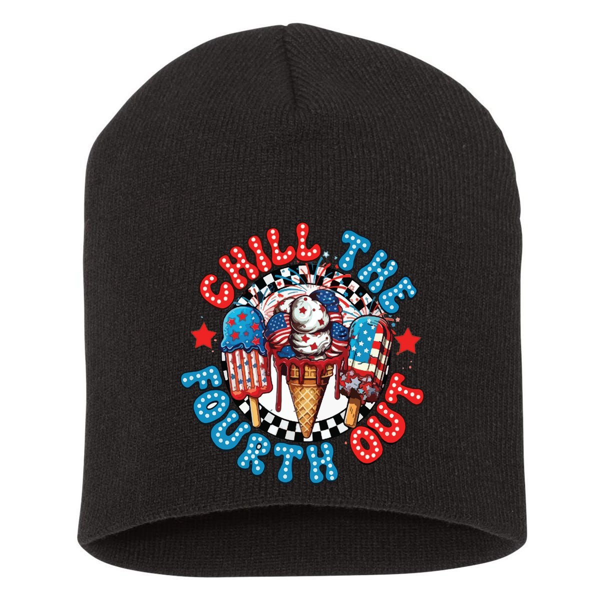 Chill The 4th Out Funny 4th Of July Retro 4th Of July Short Acrylic Beanie