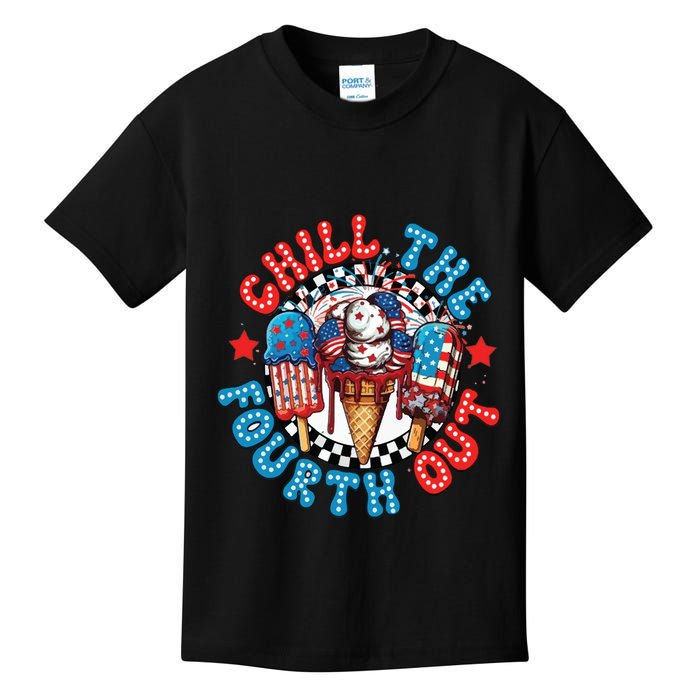 Chill The 4th Out Funny 4th Of July Retro 4th Of July Kids T-Shirt