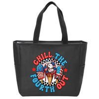 Chill The 4th Out Funny 4th Of July Retro 4th Of July Zip Tote Bag