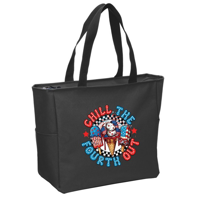 Chill The 4th Out Funny 4th Of July Retro 4th Of July Zip Tote Bag
