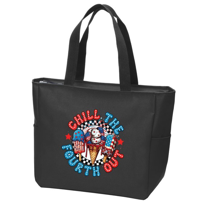Chill The 4th Out Funny 4th Of July Retro 4th Of July Zip Tote Bag