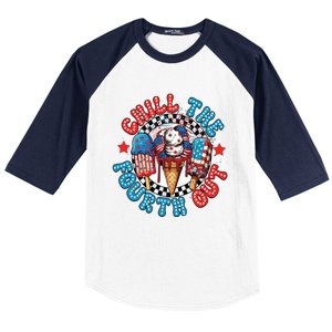 Chill The 4th Out Funny 4th Of July Retro 4th Of July Baseball Sleeve Shirt