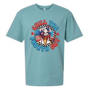 Chill The 4th Out Funny 4th Of July Retro 4th Of July Sueded Cloud Jersey T-Shirt