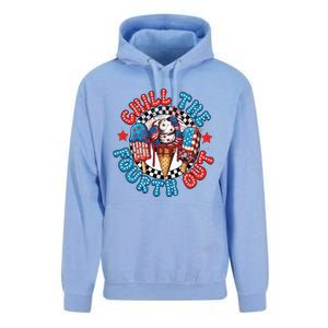 Chill The 4th Out Funny 4th Of July Retro 4th Of July Unisex Surf Hoodie