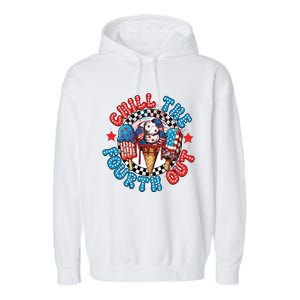 Chill The 4th Out Funny 4th Of July Retro 4th Of July Garment-Dyed Fleece Hoodie