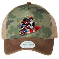 Cat Tuxedo 4th Of July Rocket With Fireworks USA Patriotic Legacy Tie Dye Trucker Hat