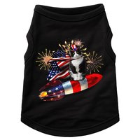 Cat Tuxedo 4th Of July Rocket With Fireworks USA Patriotic Doggie Tank