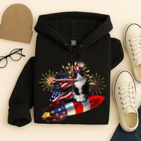 Cat Tuxedo 4th Of July Rocket With Fireworks USA Patriotic Hoodie