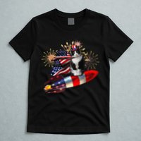 Cat Tuxedo 4th Of July Rocket With Fireworks USA Patriotic T-Shirt