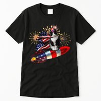 Cat Tuxedo 4th Of July Rocket With Fireworks USA Patriotic Tall T-Shirt