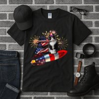 Cat Tuxedo 4th Of July Rocket With Fireworks USA Patriotic Tall T-Shirt