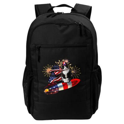 Cat Tuxedo 4th Of July Rocket With Fireworks USA Patriotic Backpack