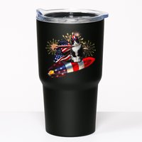 Cat Tuxedo 4th Of July Rocket With Fireworks USA Patriotic Tumbler