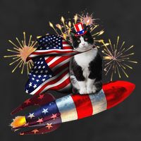 Cat Tuxedo 4th Of July Rocket With Fireworks USA Patriotic 25L Jumbo Tote