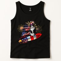 Cat Tuxedo 4th Of July Rocket With Fireworks USA Patriotic Tank Top